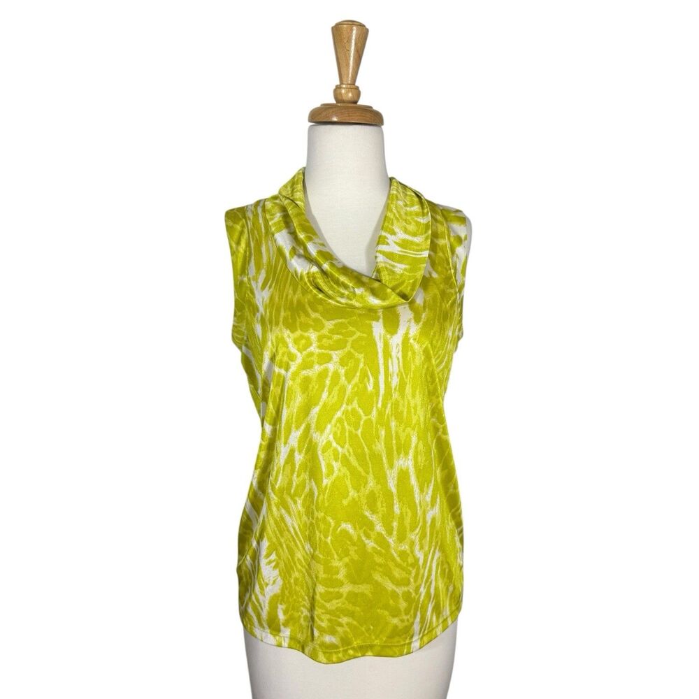 New York Company Lime Green Cowl Neck Sleeveless Blouse Sz M
